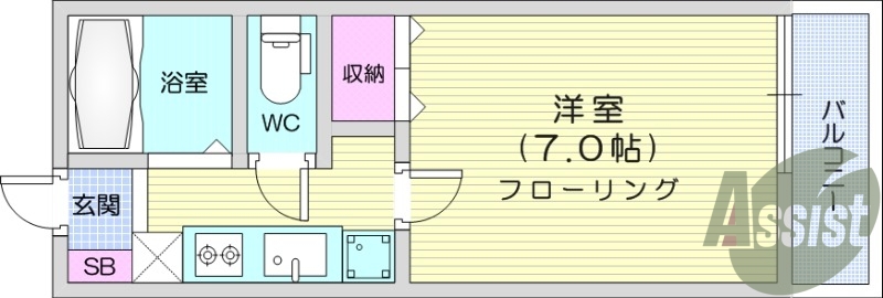 1K、温水洗浄便座、インターネット使用料無料です。