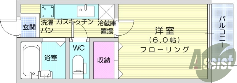 1K、リノベーション済み、バストイレ別、