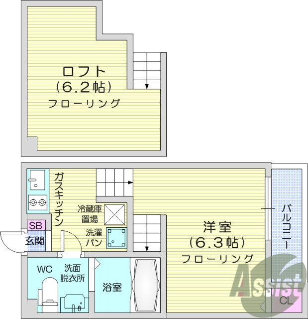 １K、角部屋、ロフト、カメラドアホン、浴室乾燥機