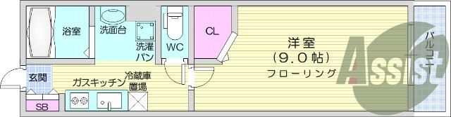1K・角部屋・オートロック・バストイレ別