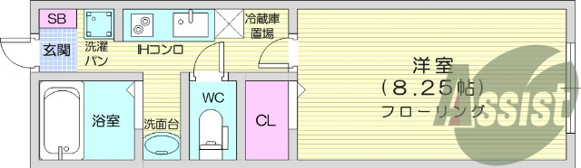 1K、バストイレ別、モニター付きインターホン