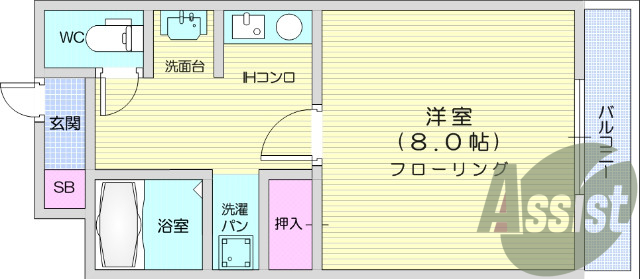 1R、学生限定、家具家電付き、独立キッチン