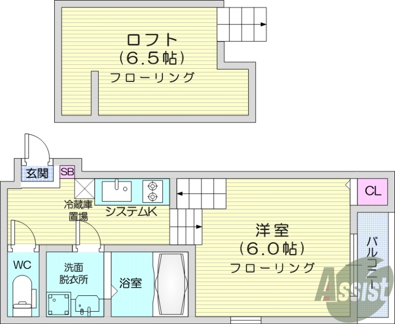 1K、エアコン、バストイレ別、インターネット無料