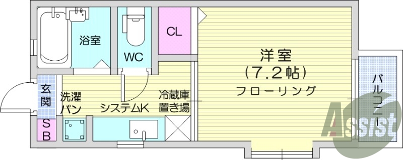 1K、エアコン、温水洗浄便座、TV付インターホン。