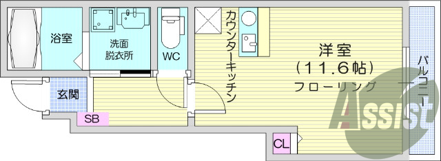 1R、バストイレ別、エアコン、モニター付きインターホン
