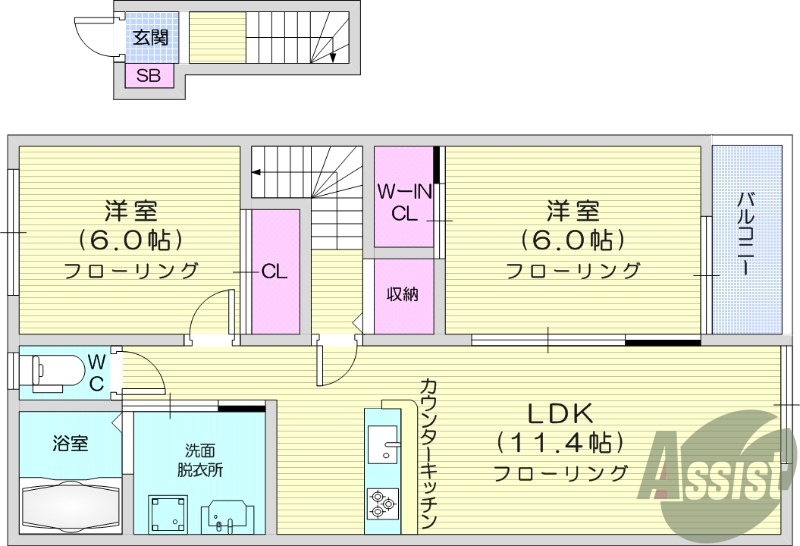 2LDK、南向き、ペット相談可能、設備充実