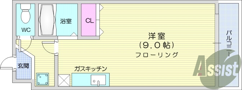 １K、ロフト、バルコニー、クローゼット、エアコン