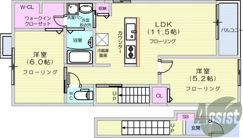 2LDK、エアコン、追い炊き機能、温水洗浄便座
