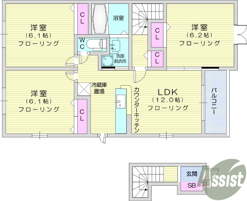 3LDK、追焚機能、浴室乾燥機、独立洗面台