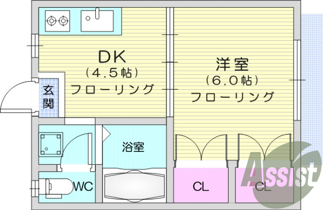 １ＤＫ、セパレート、収納、室内洗濯機置き場、エアコン