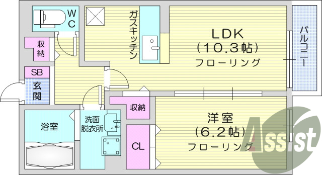 1ＬＤＫ、独立洗面、ネット無料、エアコン、カウンターキッチン
