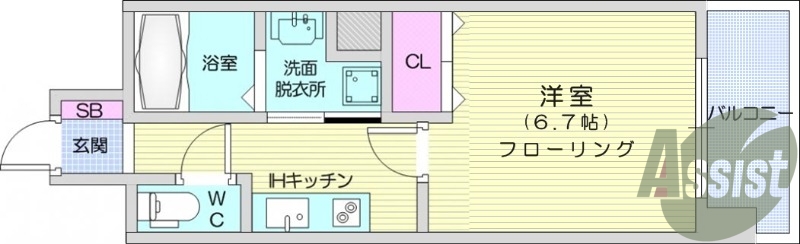 １K、オートロック、エレベーター、宅配BOX、防犯カメラ