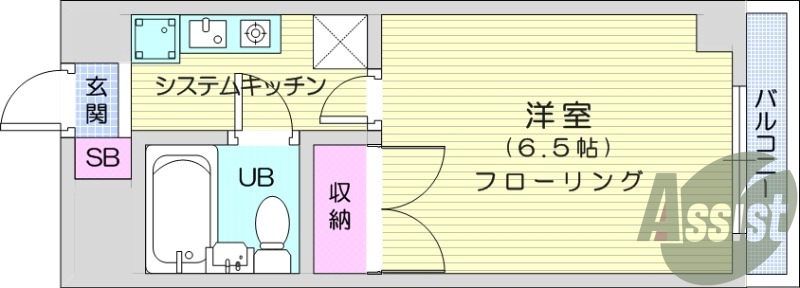 1K、オール電化、オートロック、システムキッチン