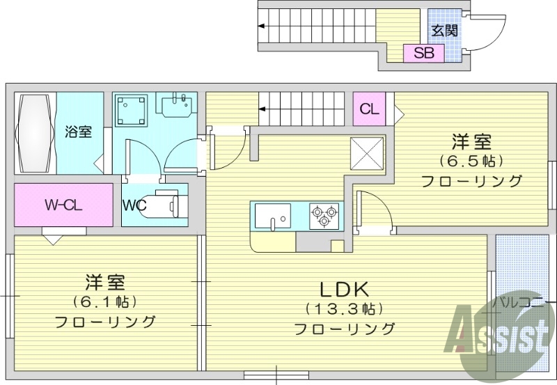2LDK、エアコン、ペット相談、浴室乾燥機