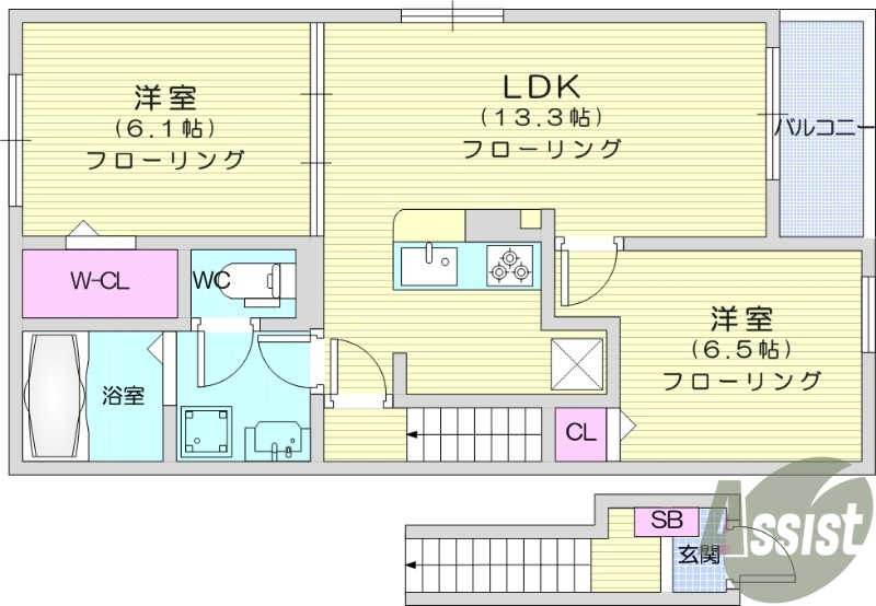 2LDK、エアコン、ペット相談、浴室乾燥機