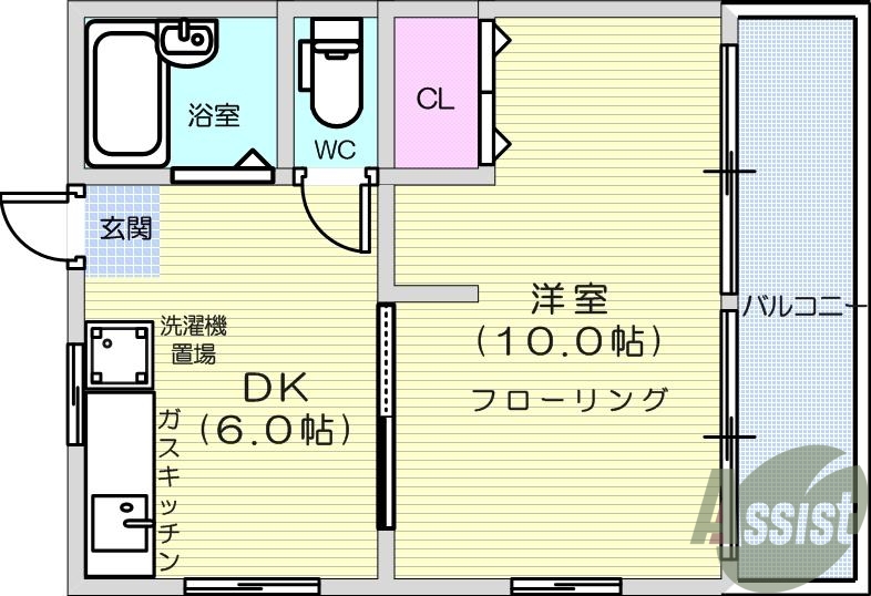 1ＤＫ、モニター付きインターホン、エアコン、バス・トイレ別