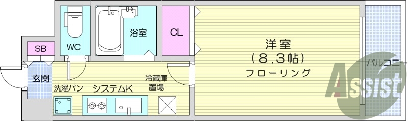 1K、バストイレ別、温水洗浄便座、エアコン、オートロック