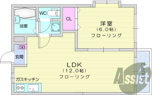 1LDK、バス・トイレ別、温水洗浄便座、エアコン