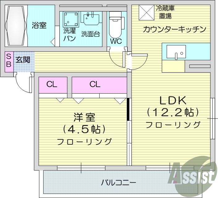 1LDK、BT別、追焚機能、独立洗面台、温水洗浄便座