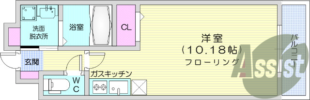 １Ｋ、オートロック浴室乾燥機、ＴＶ付インターホン。