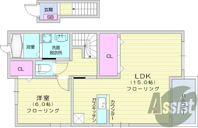 １LDK、LDK１０帖以上、角部屋、浴室乾燥機付き