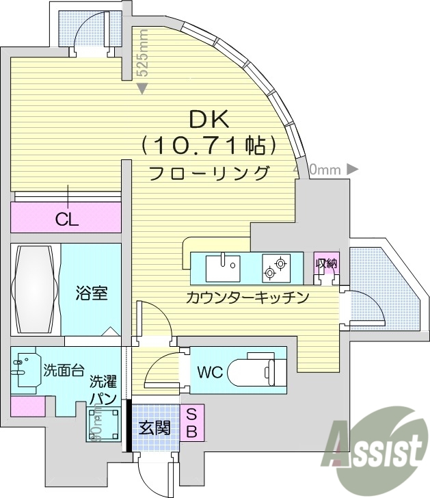 １DK、オートロック、角部屋、バルコニー、エアコン。