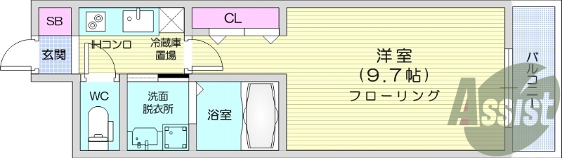 1K、独立洗面化粧台、浴室乾燥機、追い炊き機能付