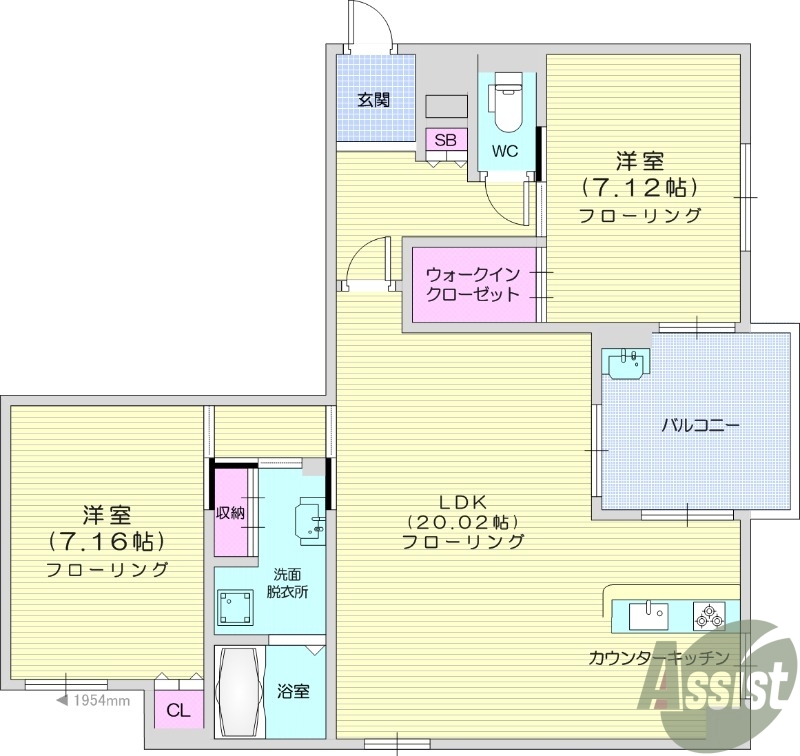 2LDK、ネット料不要、都市ガス、エアコン。