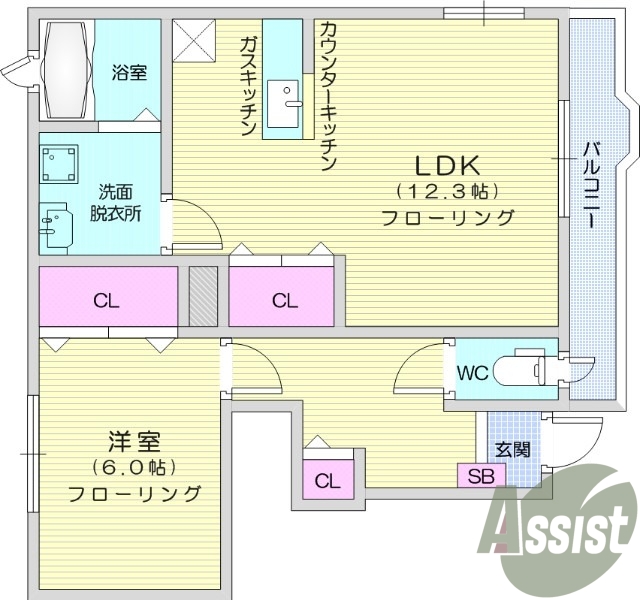 １LDK、フローリング、エアコン、クローゼット