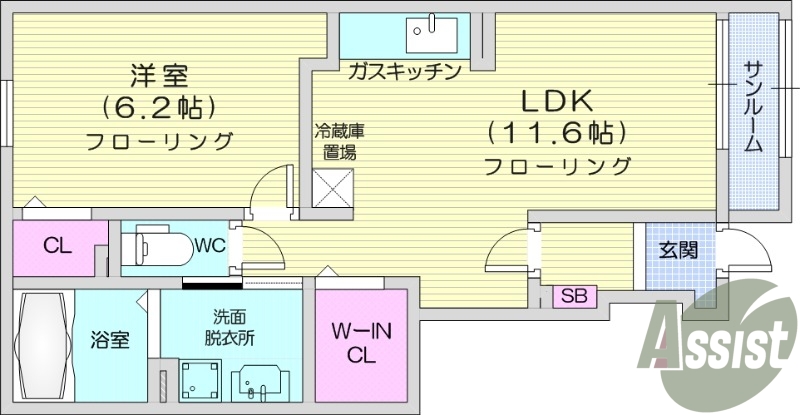 1LDK、ペット相談、防犯カメラ、都市ガス