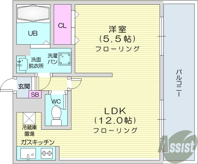 1LDK、モニター付インターホン、追い焚き機能、浴室乾燥機。