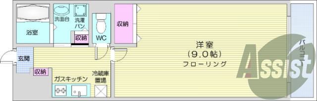 1K 西向 追炊機能、浴室乾燥機付、モニター付きインターホン