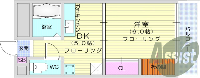 1DK、給湯器、ガスコンロ設置可、エアコン、シューズBOX。