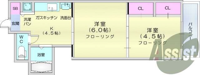 2K、モニター付きインターホン、エアコン
