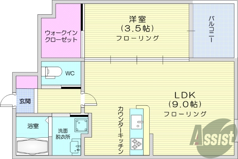 1LDK、新築、インターネット使用料無料