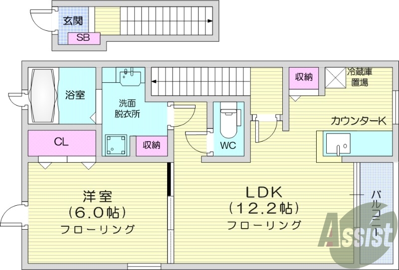1LDK、バルコニー、防犯カメラ、ホームセキュリティ、給湯