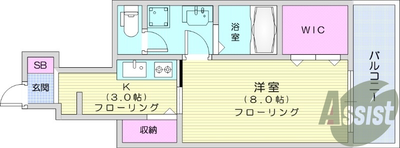 1K、宅配ボックス、浴室乾燥機、モニター付きインターホン