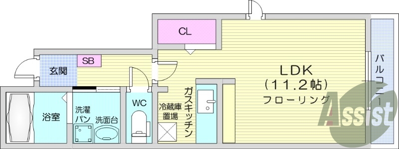 ワンルーム、バストイレ別、プロパン、追い焚き