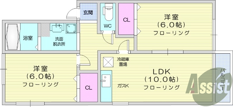 2LDK、都市ガス、デジタルキー、追い焚き機能
