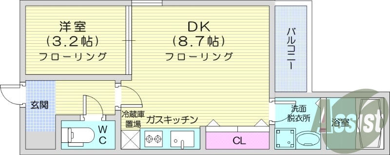 １LDK、ネット無料、オートロック、独立洗面台