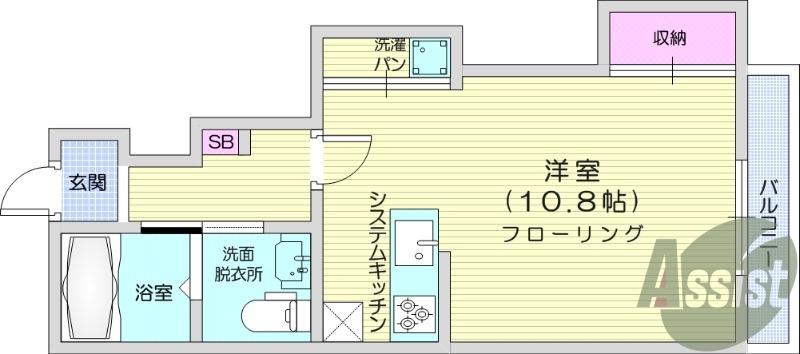 1Ｋ、独立洗面台、エアコン付き、バストイレ別、追い炊き機能