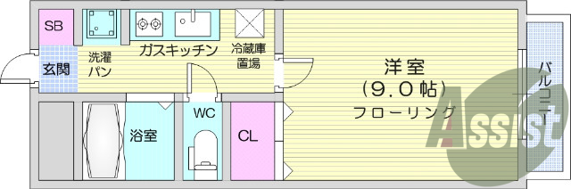 1K、TVインターホン、オートロック、エアコン