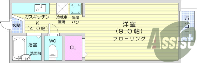 1K、Ｂ/Ｔ別、ＴＶ付きインターホン、陽当たり良好