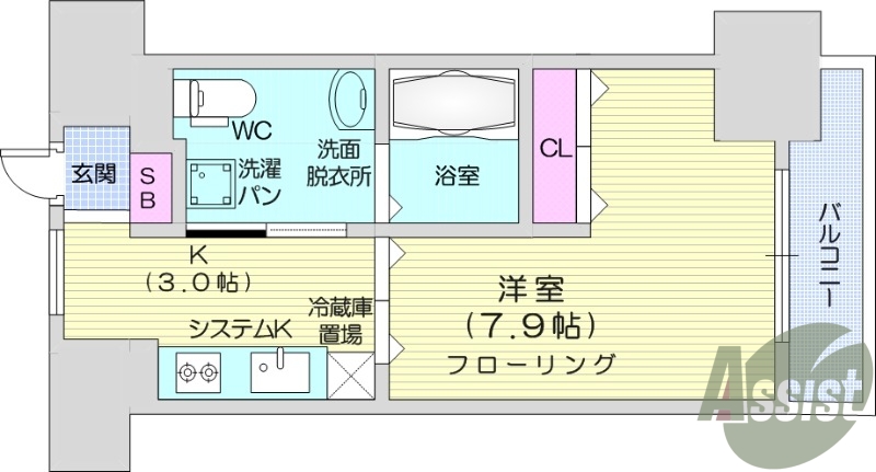 1K、バストイレ別、温水洗浄便座、浴室乾燥、エアコン