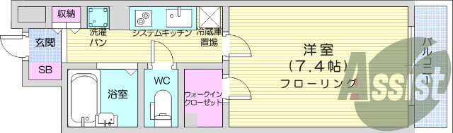 1K、オートロック、エアコン、ウォシュレット