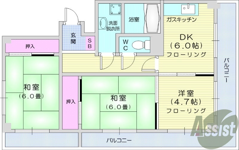 ３ＤＫ、追い焚き、ウォシュレット、都市ガス