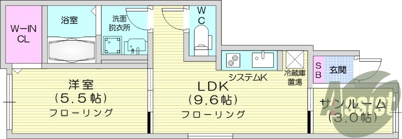 1LDK、サンルーム、南向き、ホームセキュリティ、ネット無料