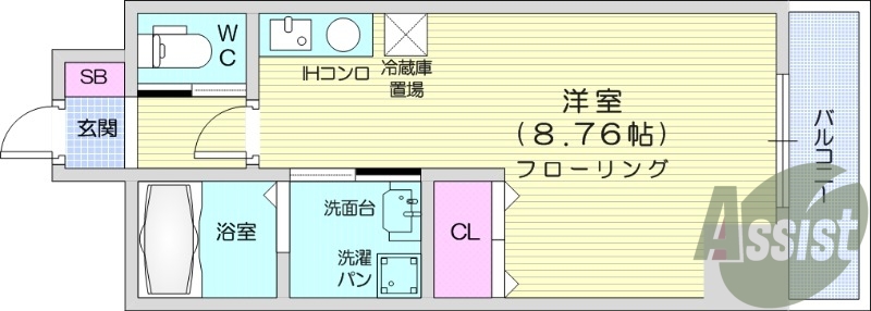 ワンルーム、インターネット無料、オートロック、宅配ボックス付