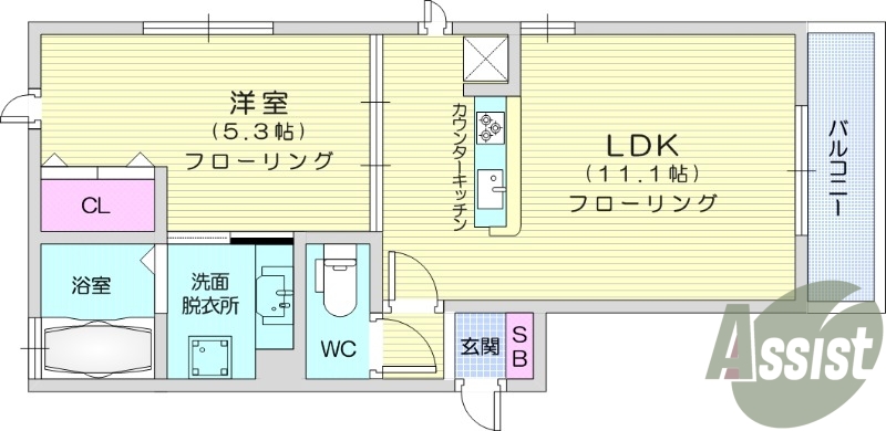 1LDK、エアコン、浴室乾燥機、温水洗浄便座