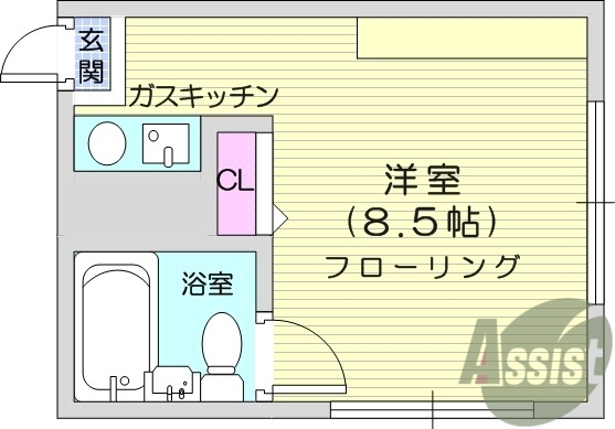 1Ｋ、エアコン、洗面台、ＩＨコンロ、クローゼット
